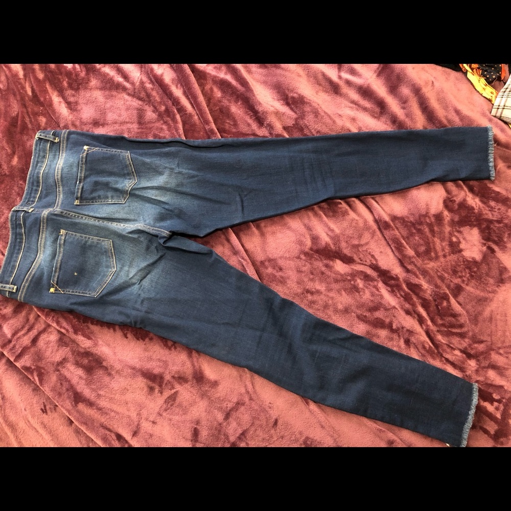 High waisted distressed skinny jeans